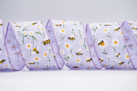 Весняний квітковий колекційний стрічка з бджолами_KF7489GC-11-11_фіолетовий